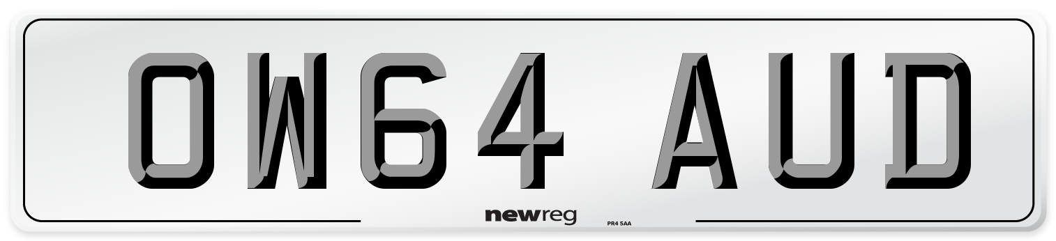 OW64 AUD Number Plate from New Reg